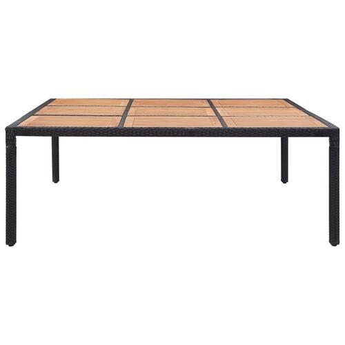 Havebord 200x200x74 cm polyrattan og akacietræ sort