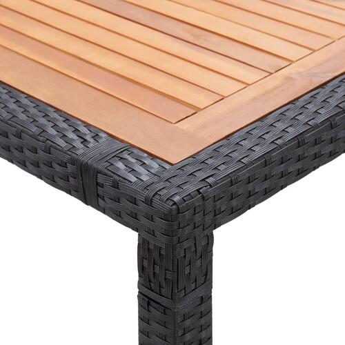 Havebord 200x200x74 cm polyrattan og akacietræ sort