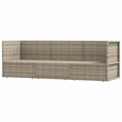 Loungesæt til haven 3 dele med hynder polyrattan grå