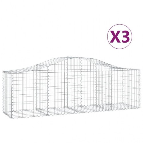Buede gabionkurve - 3 stk. 200×50×60/80 cm i galvaniseret jern