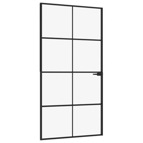 Dør 102x201,5 cm hærdet glas og aluminium sort