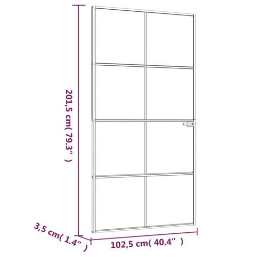 Dør 102x201,5 cm hærdet glas og aluminium sort