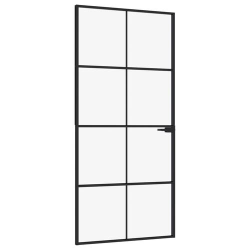 Dør 93x201,5 cm hærdet glas og aluminium sort