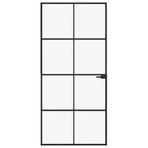 Dør 93x201,5 cm hærdet glas og aluminium sort