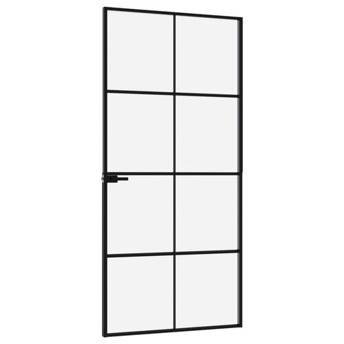 Dør 93x201,5 cm hærdet glas og aluminium sort