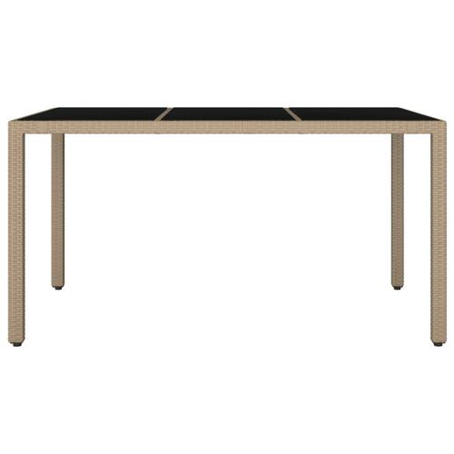 Havebord med glasbordplade polyrattan og hærdet glas beige