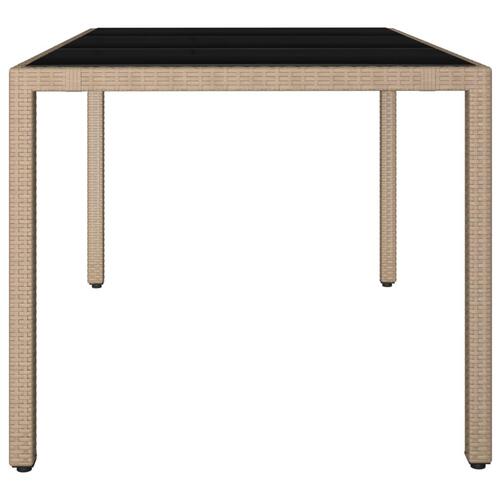 Havebord med glasbordplade polyrattan og hærdet glas beige