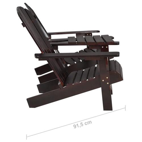 Adirondack-havestole med bord massivt grantræ brun