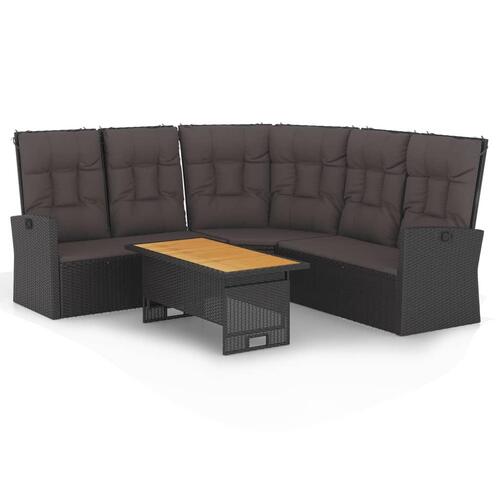 Loungesæt til haven 2 dele med hynder polyrattan sort