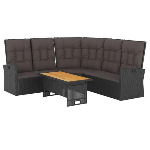Loungesæt til haven 2 dele med hynder polyrattan sort
