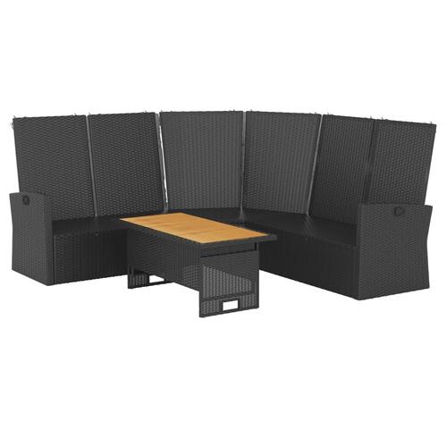 Loungesæt til haven 2 dele med hynder polyrattan sort