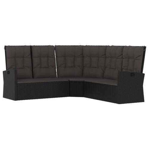 Loungesæt til haven 2 dele med hynder polyrattan sort