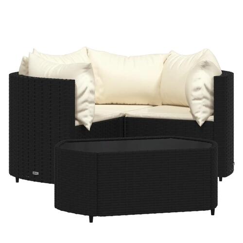 Loungesæt til haven 4 dele med hynder polyrattan sort