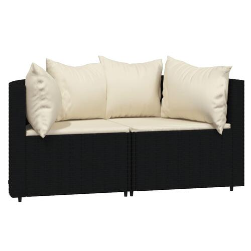 Hjørnemoduler til havesofa 2 stk. med hynder polyrattan sort