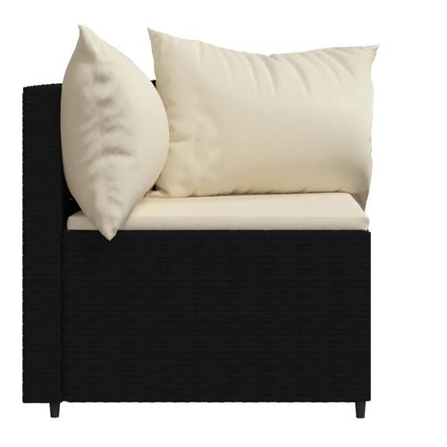 Hjørnemoduler til havesofa 2 stk. med hynder polyrattan sort