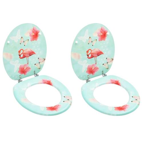 Toiletsæder med låg 2 stk. MDF flamingodesign
