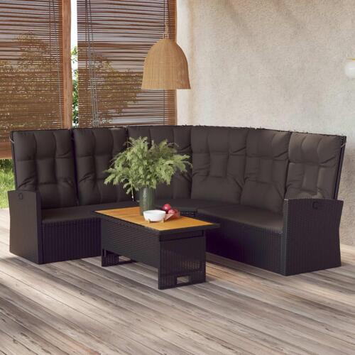 Hjørnemodul til sofa med hynder polyrattan sort