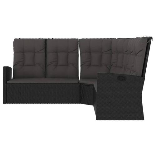 Hjørnemodul til sofa med hynder polyrattan sort