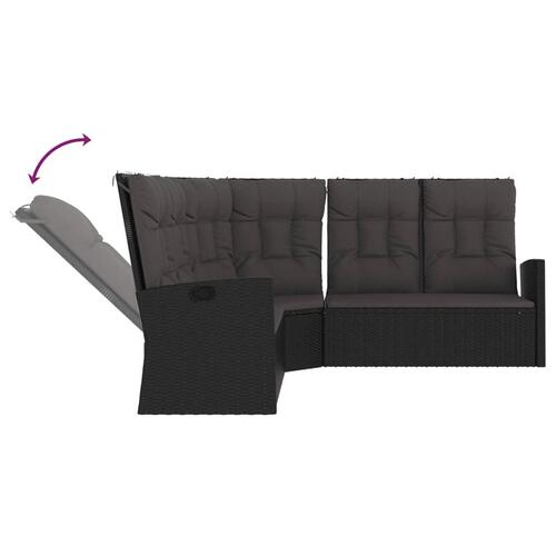 Hjørnemodul til sofa med hynder polyrattan sort