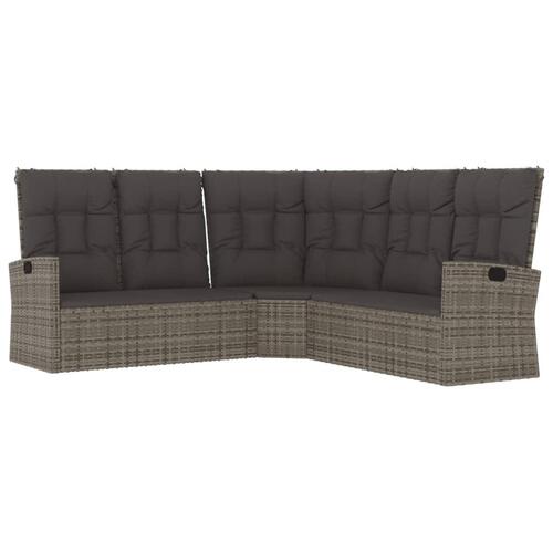 Loungesæt til haven 3 dele med hynder polyrattan grå