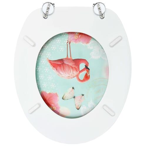 Toiletsæder med låg 2 stk. MDF flamingodesign