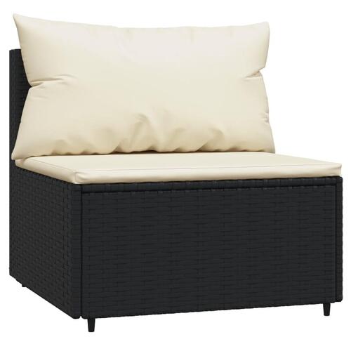 Loungesæt til haven 3 dele med hynder polyrattan sort
