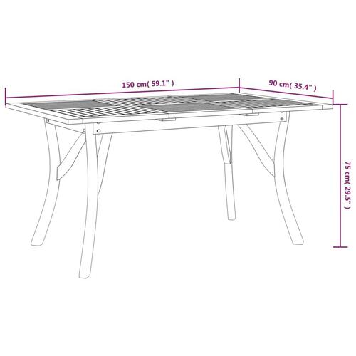 Havebord 150x90x75 cm massivt akacietræ