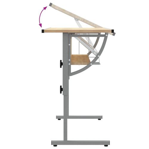 Skrivebord 110x53x(58-87) cm konstrueret træ stål sonoma-eg grå
