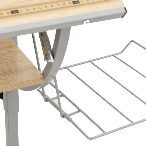 Skrivebord 110x53x(58-87) cm konstrueret træ stål sonoma-eg grå