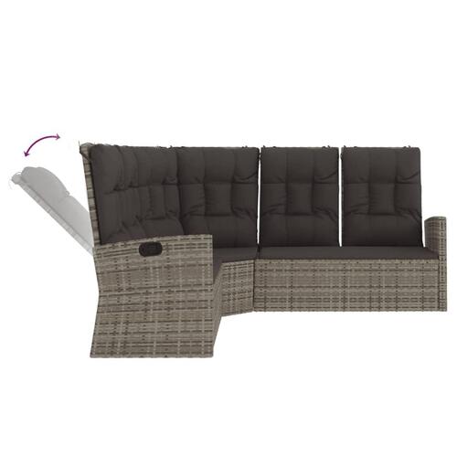 Loungesæt til haven 2 dele med hynder polyrattan grå
