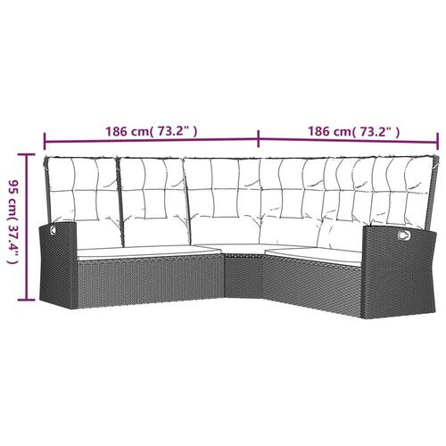 Loungesæt til haven 4 dele med hynder polyrattan sort