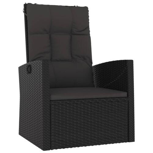 Loungesæt til haven 3 dele med hynder polyrattan sort
