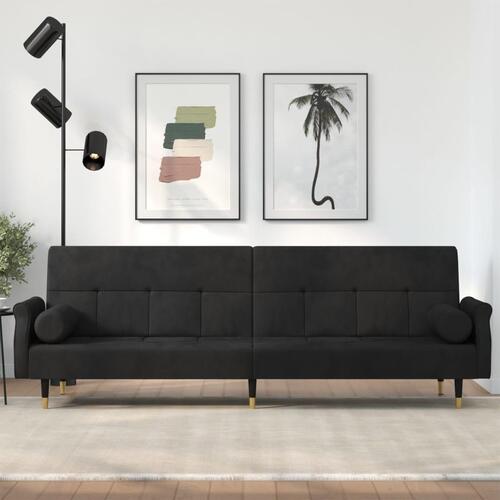 Sovesofa med hynder velour sort