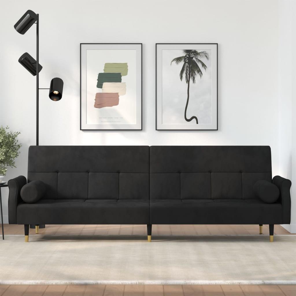 Sovesofa med hynder velour sort