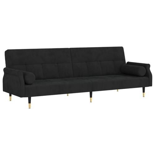 Sovesofa med hynder velour sort