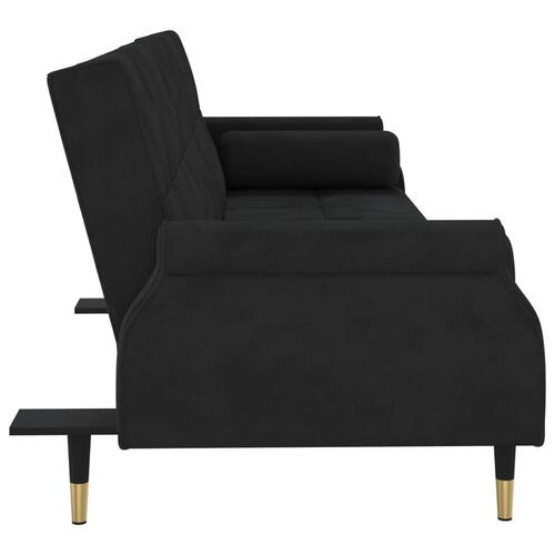 Sovesofa med hynder velour sort