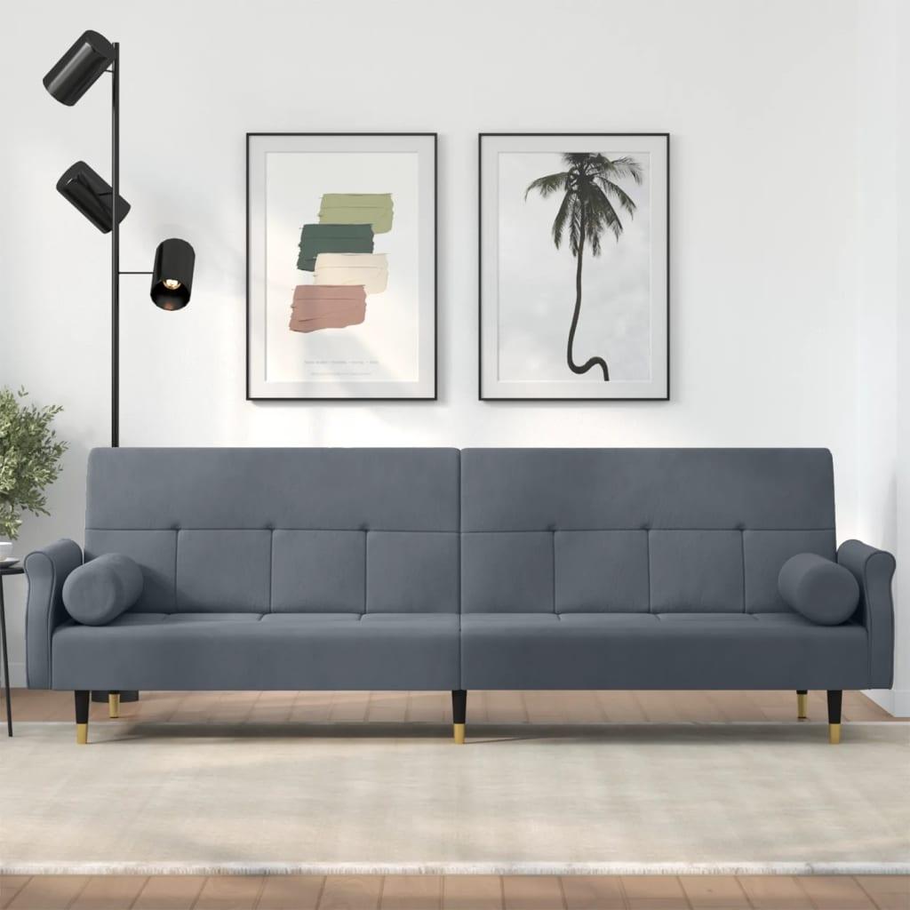 Sovesofa med hynder velour mørkegrå