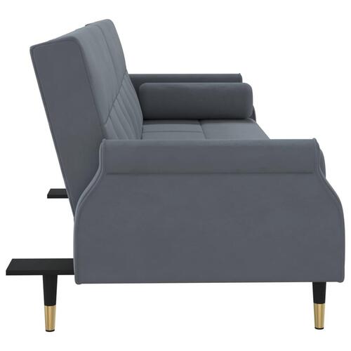 Sovesofa med hynder velour mørkegrå