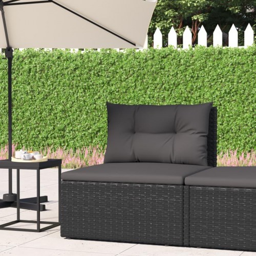 Midtermodul til havesofa med hynder polyrattan sort