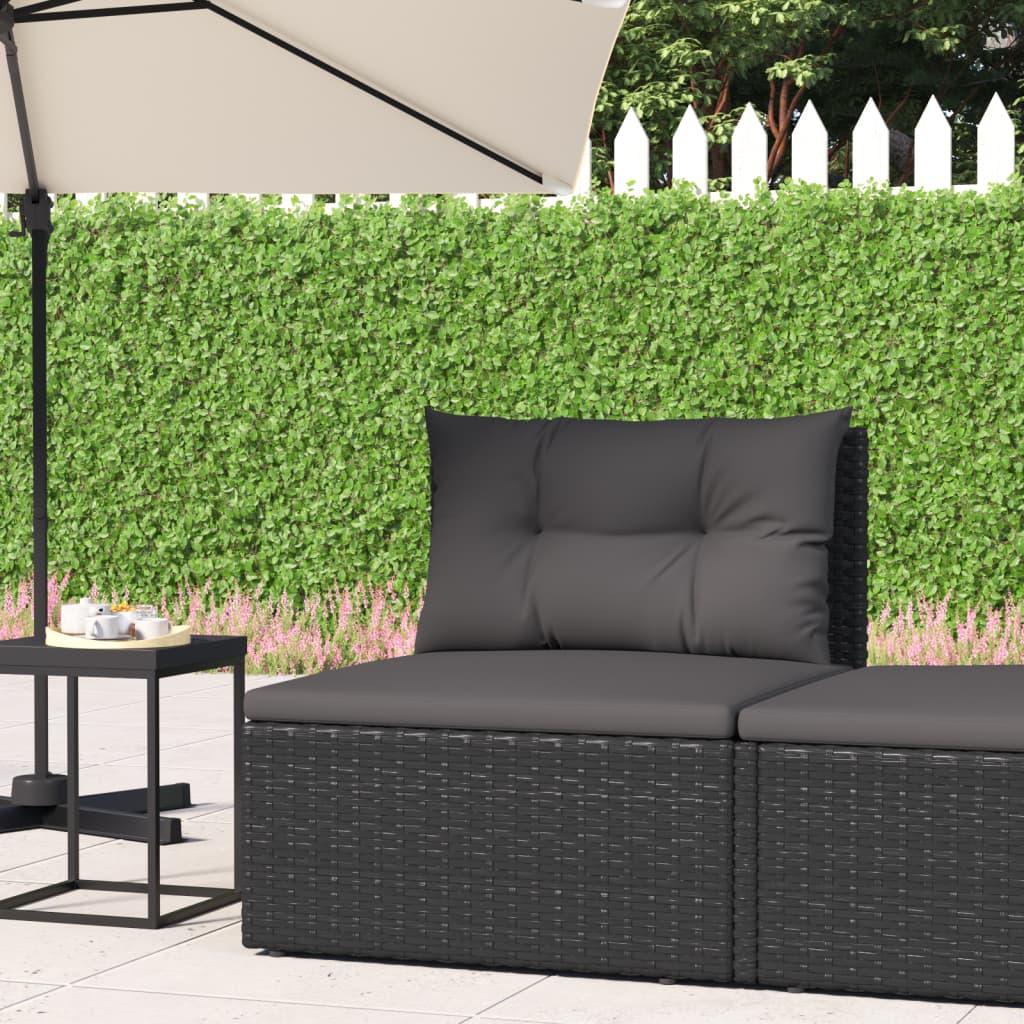 Midtermodul til havesofa med hynder polyrattan sort