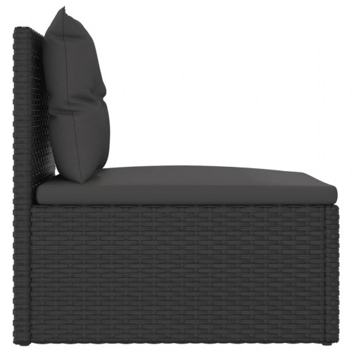 Midtermodul til havesofa med hynder polyrattan sort