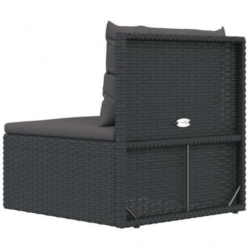 Midtermodul til havesofa med hynder polyrattan sort