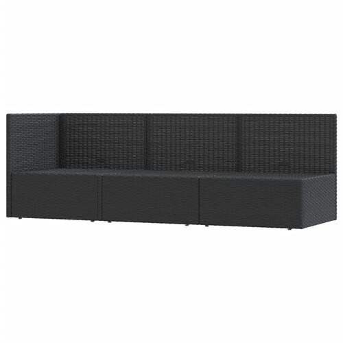 Loungesæt til haven 3 dele med hynder polyrattan sort