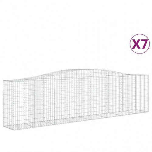 Buede gabionkurve - 7 stk. 400×50×100/120 cm i galvaniseret jern