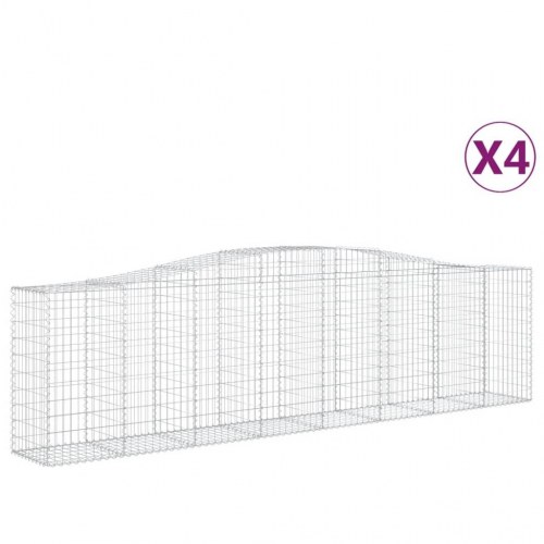 Buede gabionkurve 4 stk. 400x50x100/120 cm galvaniseret jern