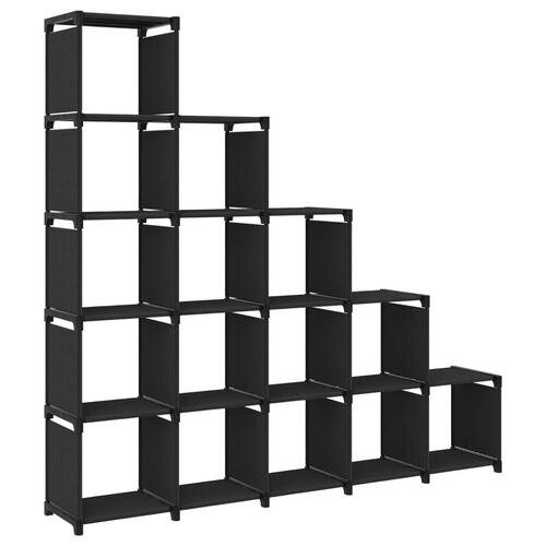 Reol med 15 rum 103x30x175,5 cm stof sort