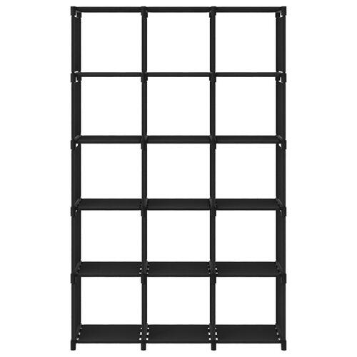 Reol med 15 rum 103x30x175,5 cm stof sort