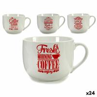 Kop Coffee Porcelæn Rød Hvid 500 ml 24 enheder