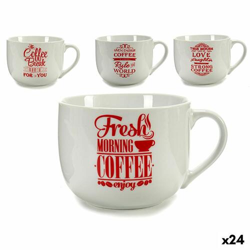 Kop Coffee Porcelæn Rød Hvid 500 ml 24 enheder