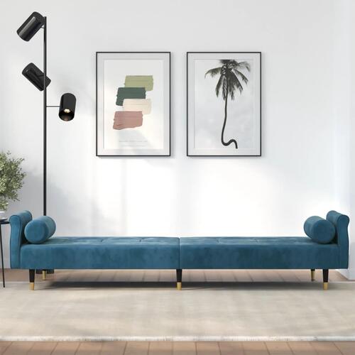 Sovesofa med hynder velour blå